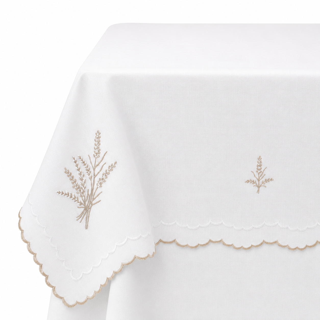 Astoria Beige/White Scalloped Topper